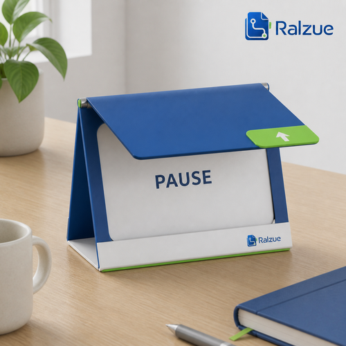 Ralzue™ PauseFlip Desktop Status Sign
