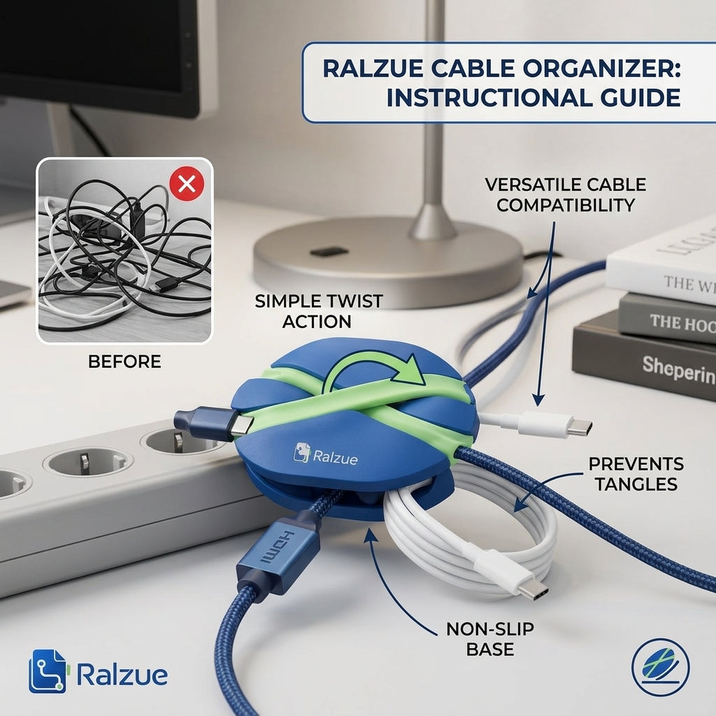 Ralzue™ CableWeave Desktop Cord Organizer