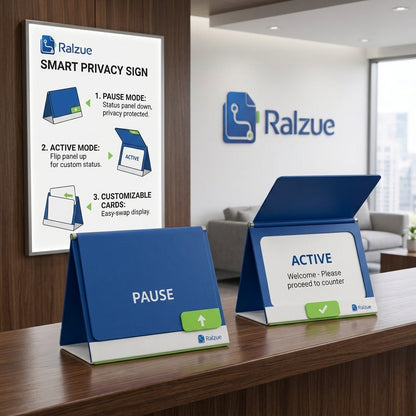 Ralzue™ PauseFlip Desktop Status Sign